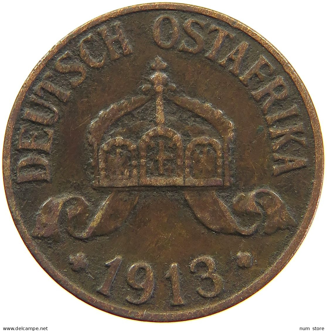 GERMANY EMPIRE 1 HELLER 1913 A OSTAFRIKA #s081 0197 - Duits-Oost-Afrika