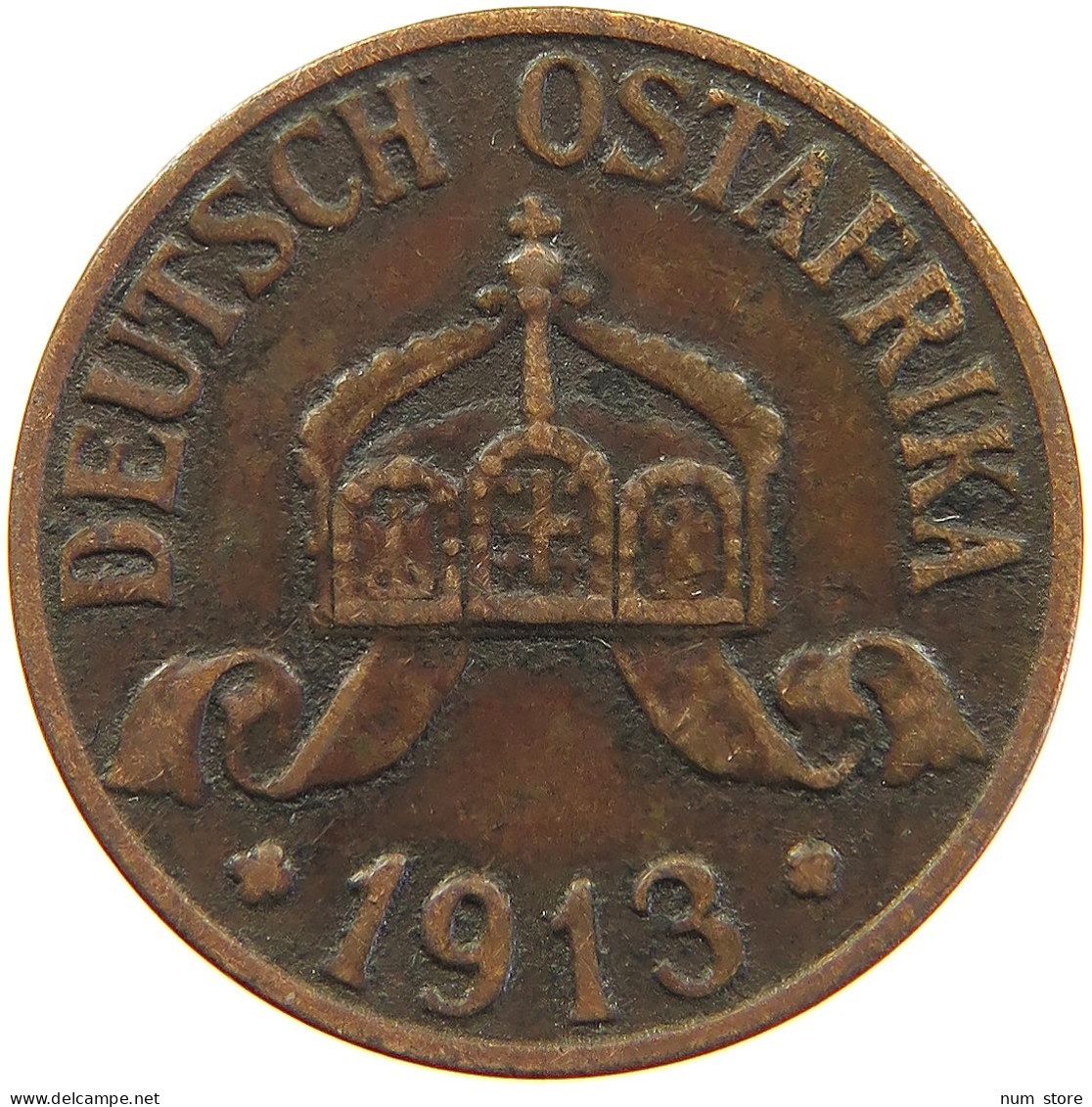 GERMANY EMPIRE 1 HELLER 1913 A OSTAFRIKA #s081 0189 - Africa Orientale Tedesca