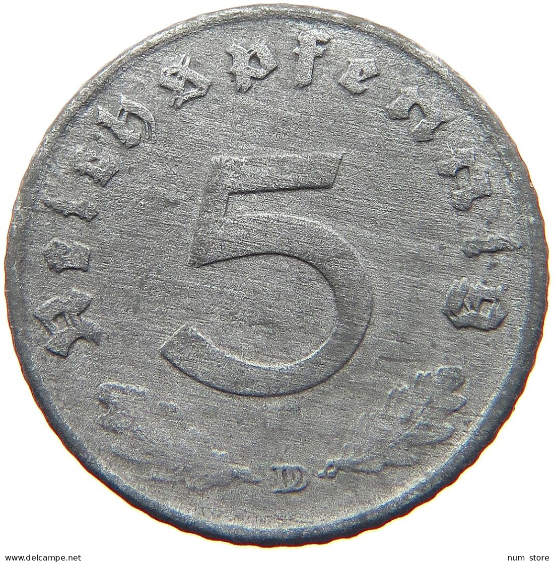 GERMANY 5 REICHSPFENNIG 1943 D DOUBLE STRUCK #s081 0145 - 5 Reichspfennig