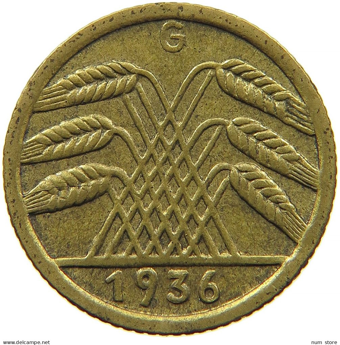 GERMANY 5 REICHSPFENNIG 1936 G #s088 0501 - 5 Reichspfennig