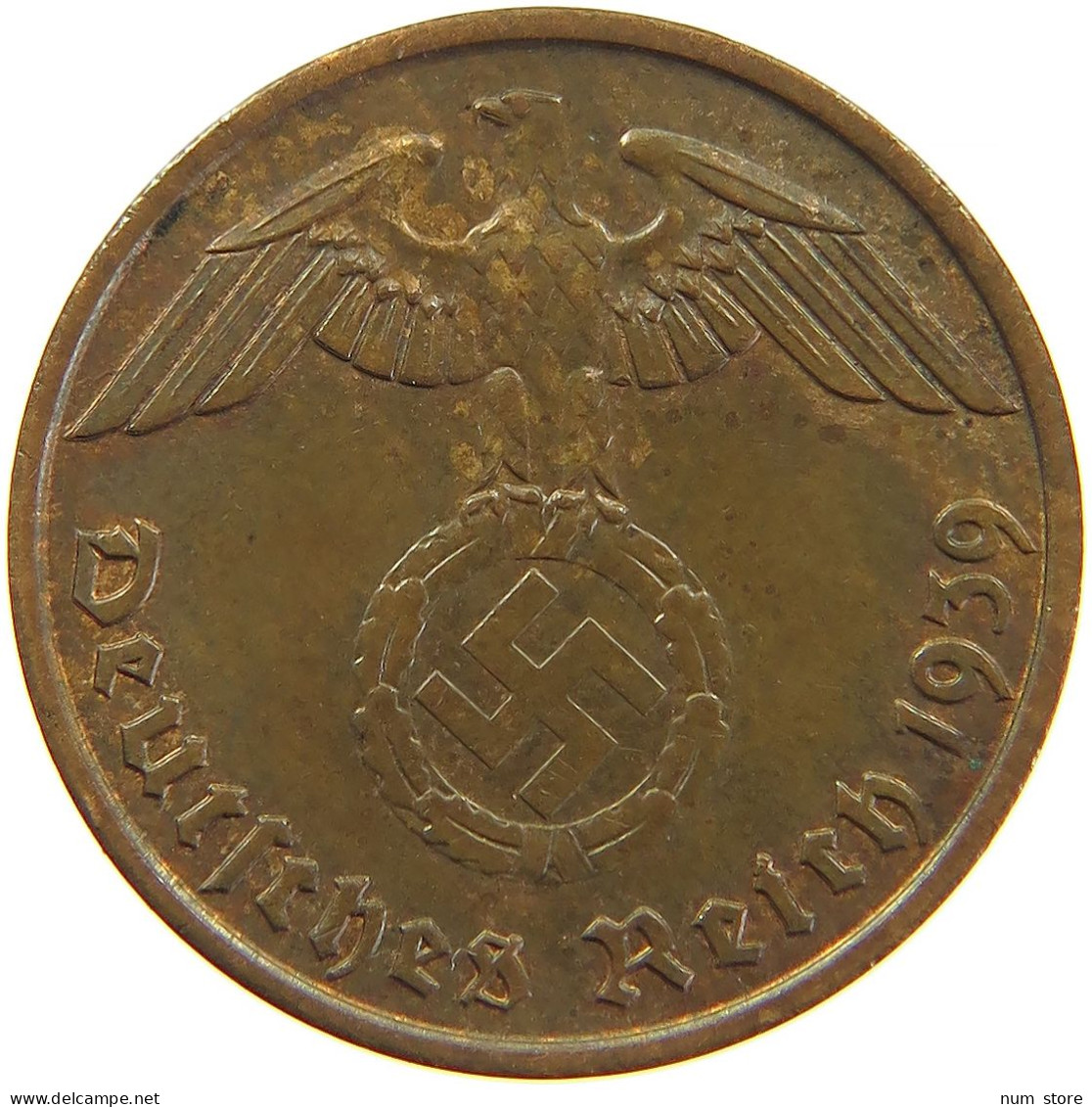 GERMANY 2 REICHSPFENNIG 1939 J #s083 0331 - 2 Reichspfennig