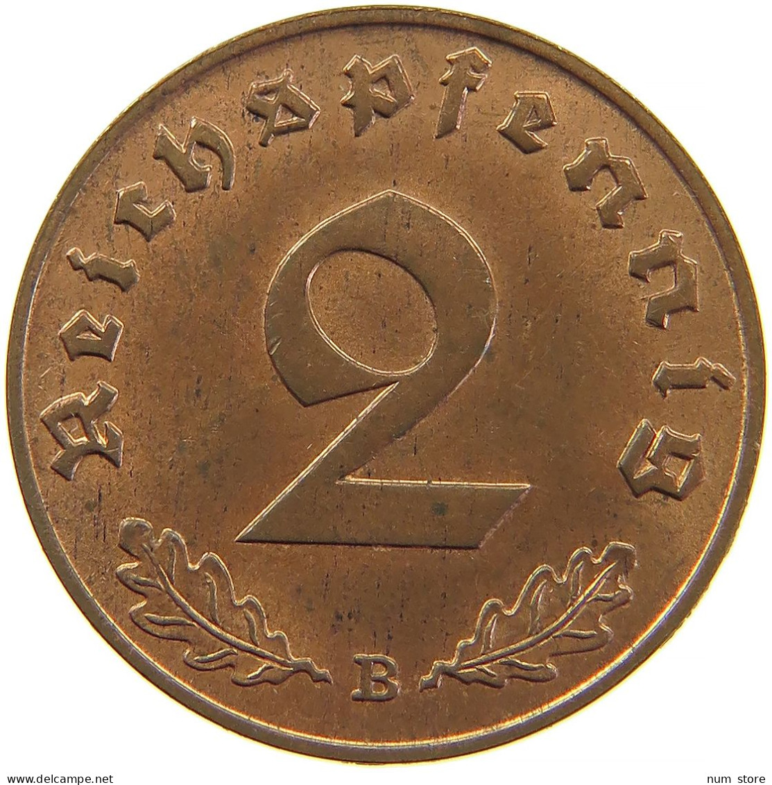 GERMANY 2 REICHSPFENNIG 1939 B #s083 0273 - 2 Reichspfennig
