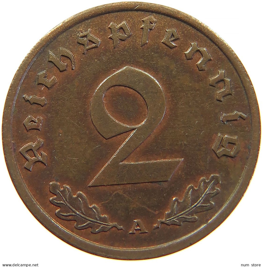 GERMANY 2 REICHSPFENNIG 1939 A #s083 0349 - 2 Reichspfennig