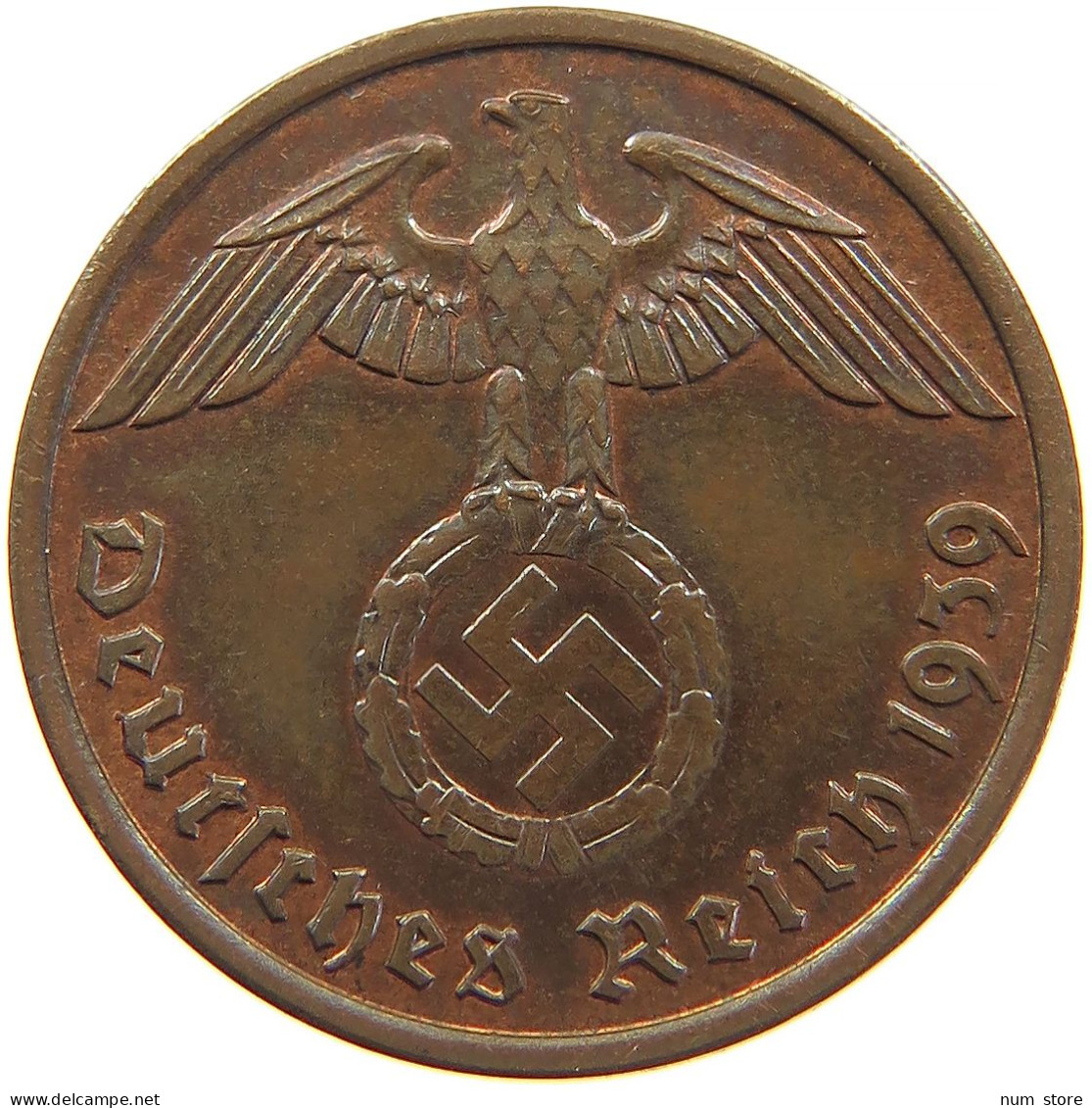 GERMANY 2 REICHSPFENNIG 1939 A #s083 0349 - 2 Reichspfennig