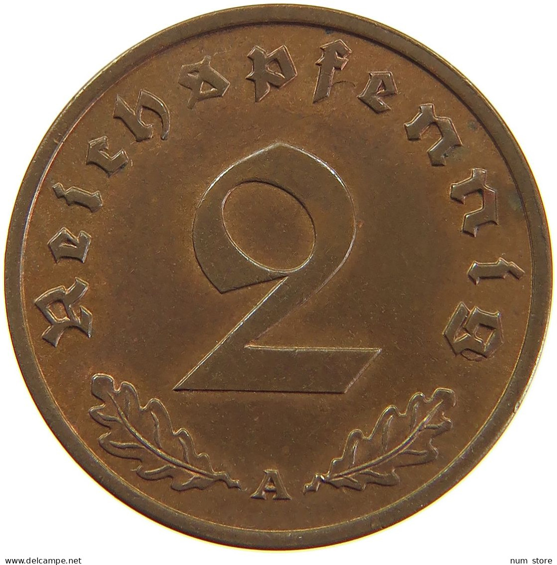 GERMANY 2 REICHSPFENNIG 1938 A #s083 0327 - 2 Reichspfennig