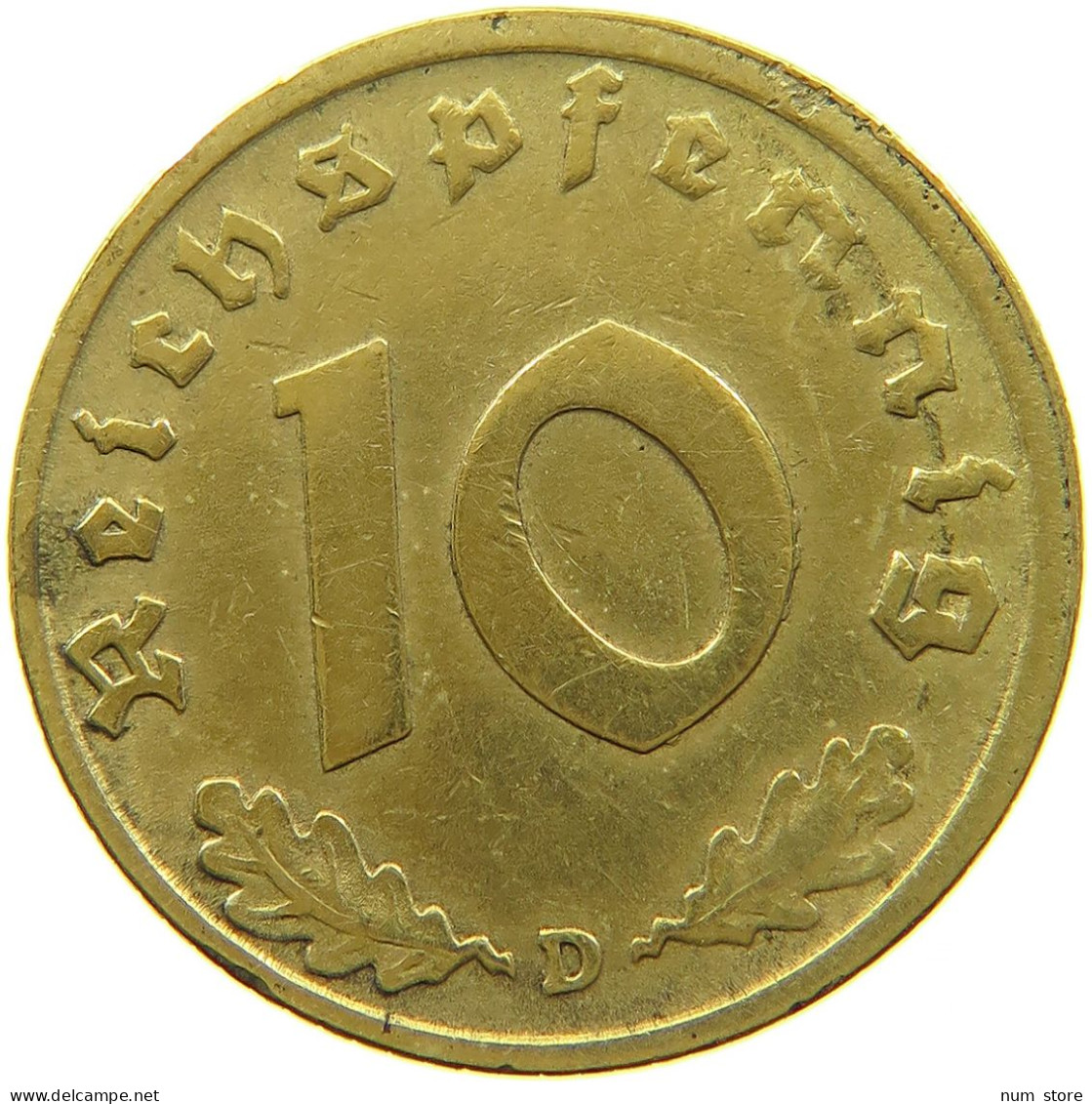 GERMANY 10 REICHSPFENNIG 1938 D #s088 0697 - 10 Reichspfennig