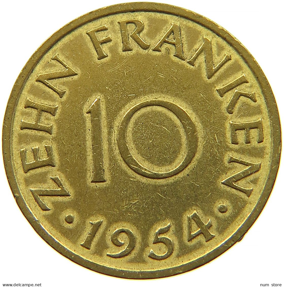 GERMANY 10 FRANKEN 1954 SAARLAND #s088 0713 - Autres & Non Classés