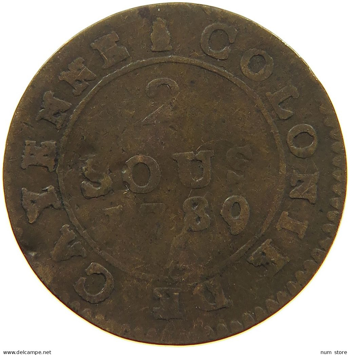 FRENCH GUIANA 2 SOUS 1789 #s083 0093 - Frans-Guyana