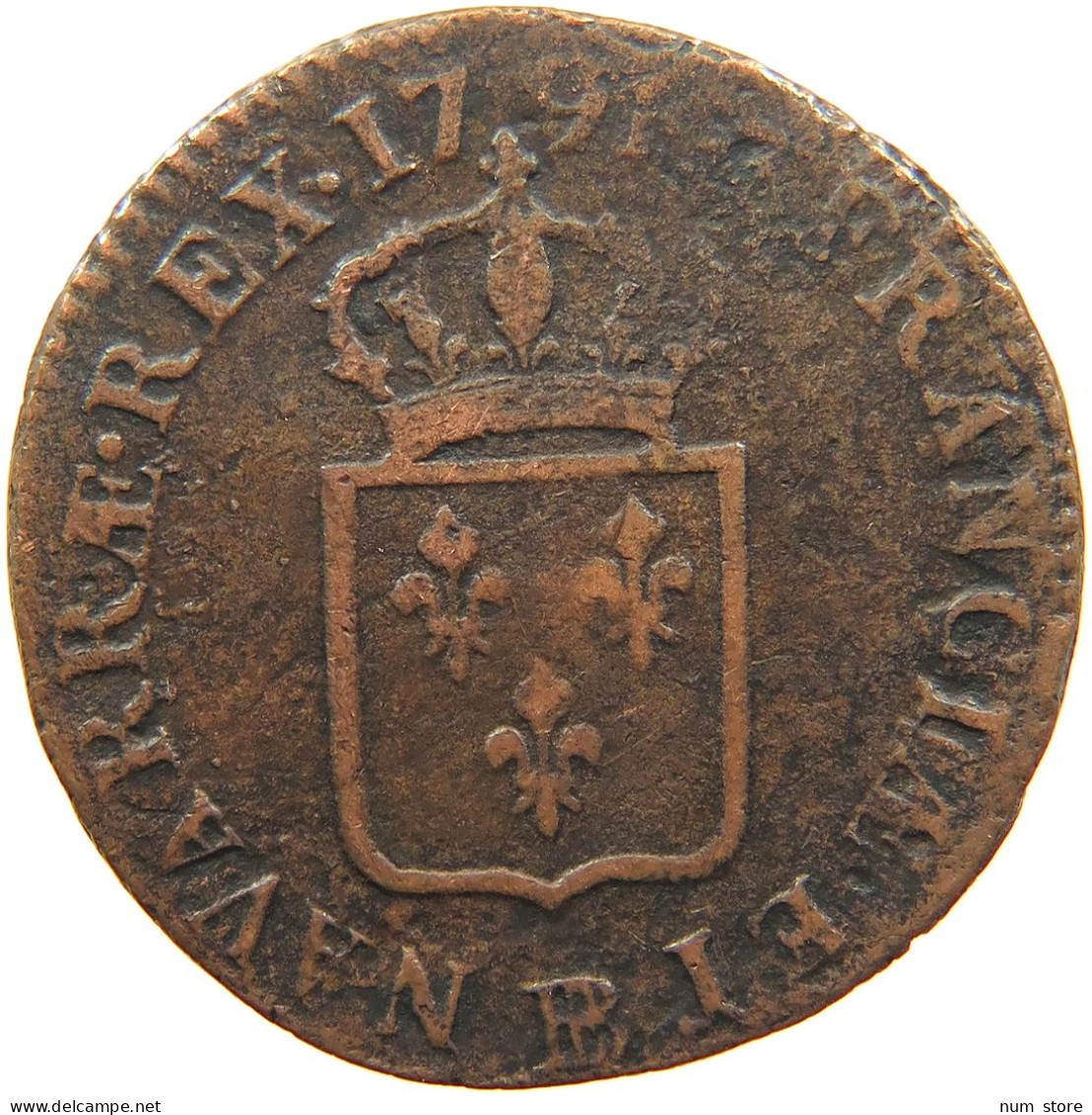 FRANCE SOL 1791 BB STRASBOURG #s081 0513 - 1774-1791 Luis XVI