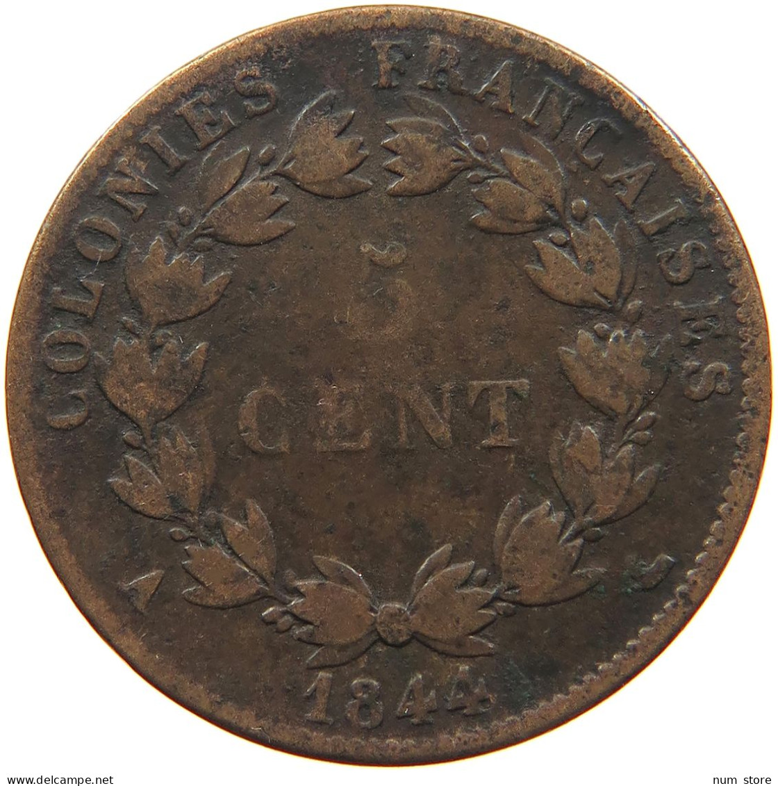 FRANCE FRENCH COLONIES 5 CENTIMES 1844 A #s081 0487 - Colonie Francesi (1817-1844)