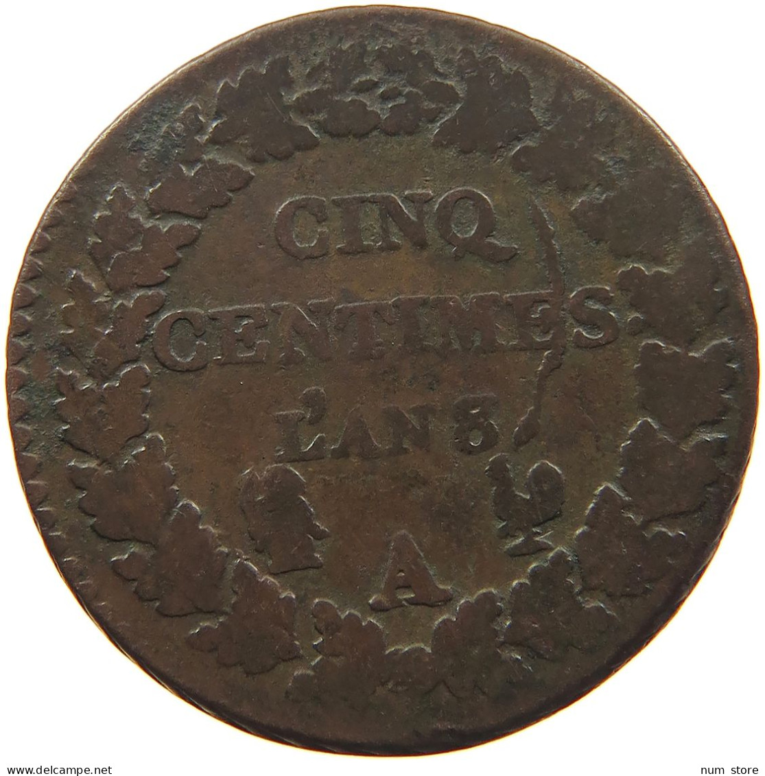 FRANCE 5 CENTIMES 8/7 A #s081 0491 - 1792-1804 Eerste Franse Republiek