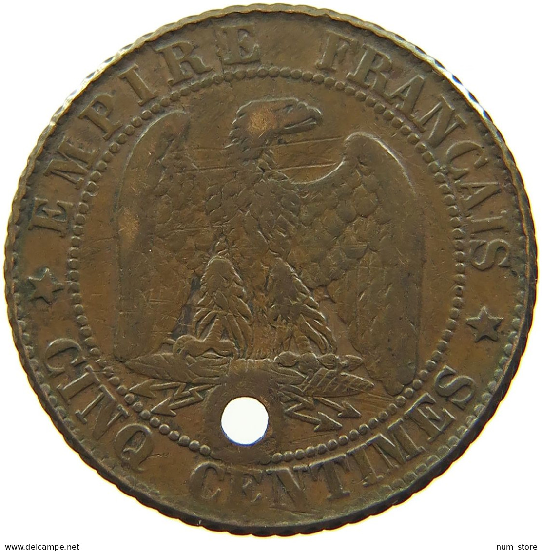 FRANCE 5 CENTIMES 1865 BB TOOLED EDGE #s086 0081 - 5 Centimes