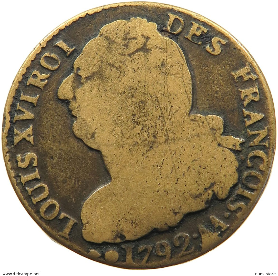 FRANCE 2 SOLS 1792 AA #s081 0543 - 1791-1792 Constitution (An I)