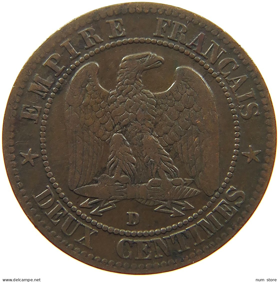 FRANCE 2 CENTIMES 1857 D SMALL D SMAL LION #s081 0329 - 2 Centimes