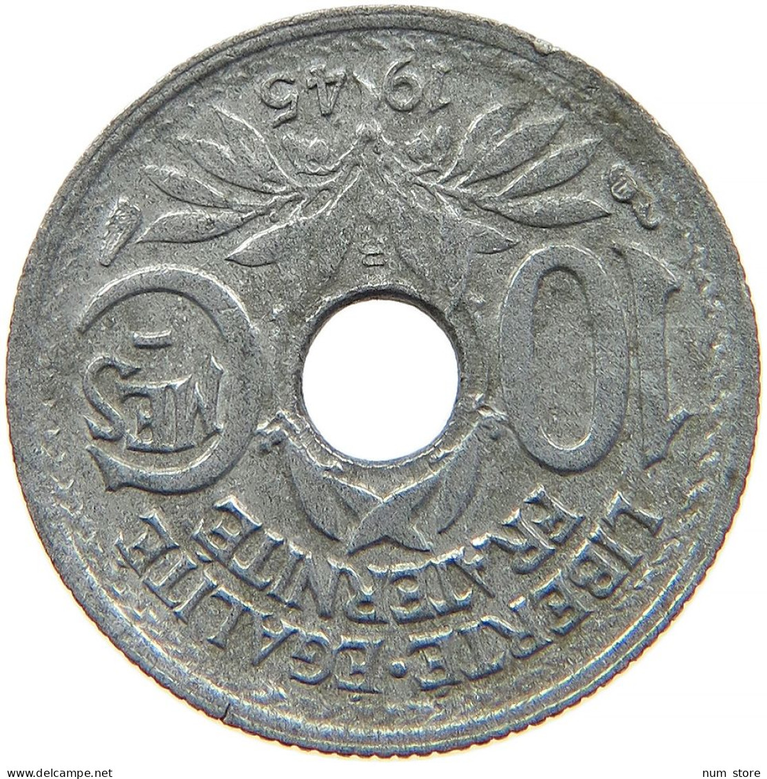 FRANCE 10 CENTIMES 1945 B #s088 0013 - 10 Centimes