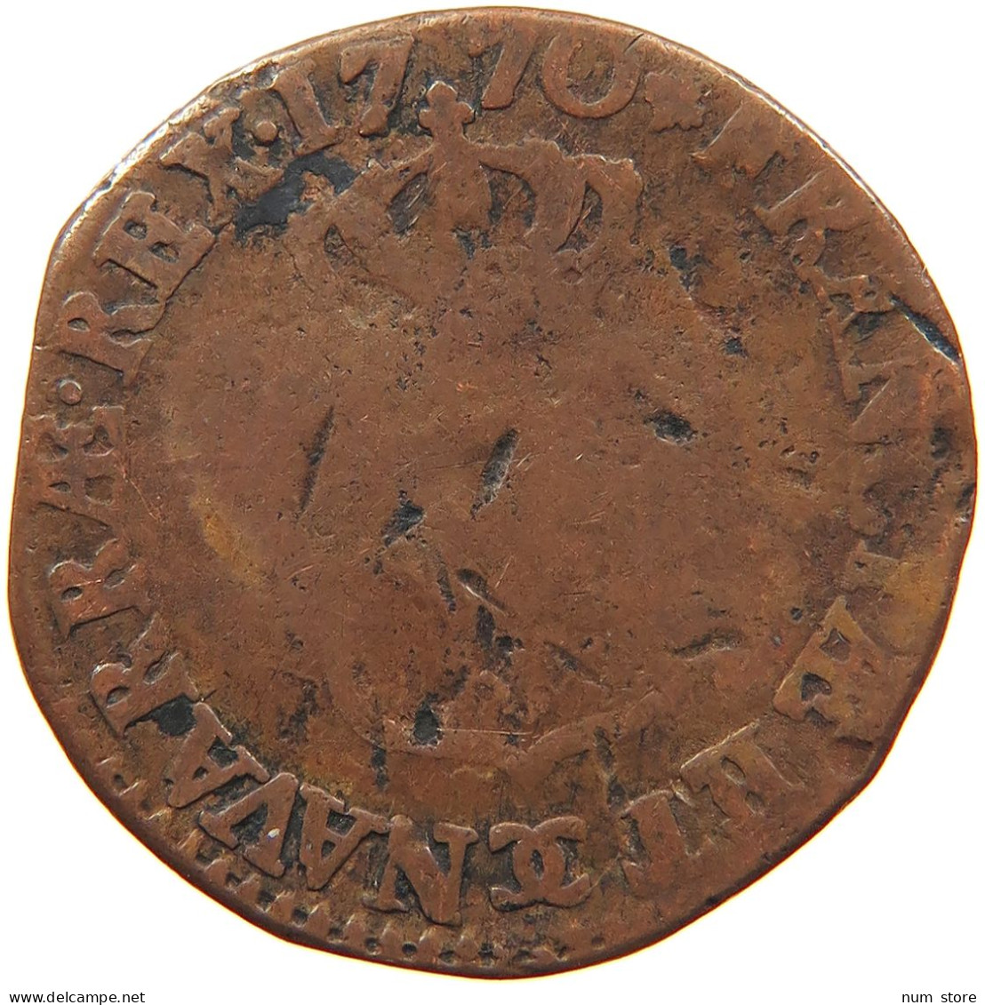 FRANCE 1/2 SOL 1770 BESANCON #s081 0473 - 1715-1774 Louis  XV The Well-Beloved