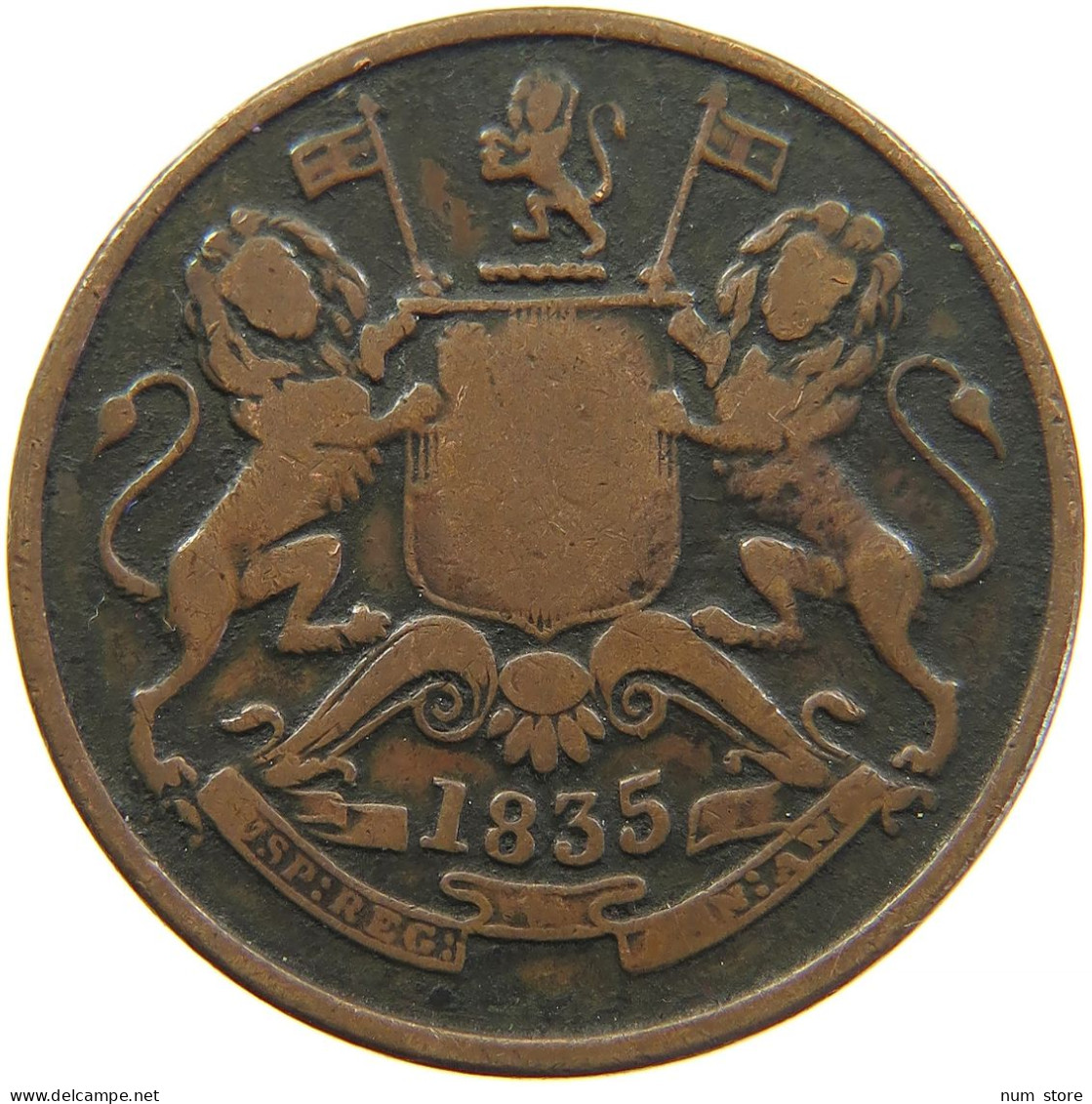 INDIA BRITISH 1/2 ANNA 1835 #s085 0085 - Inde