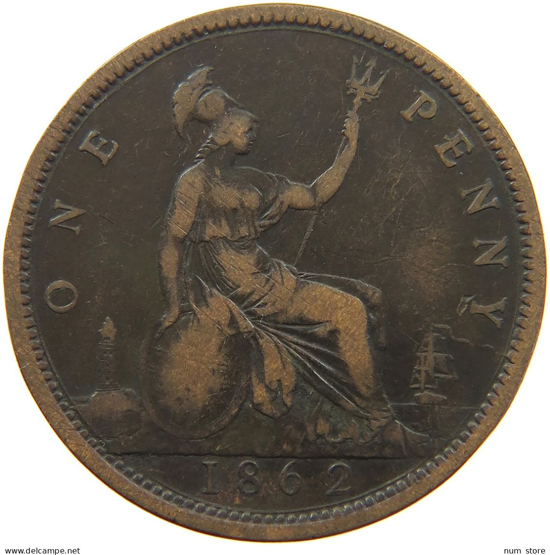 GREAT BRITAIN PENNY 1862 #s085 0043 - D. 1 Penny