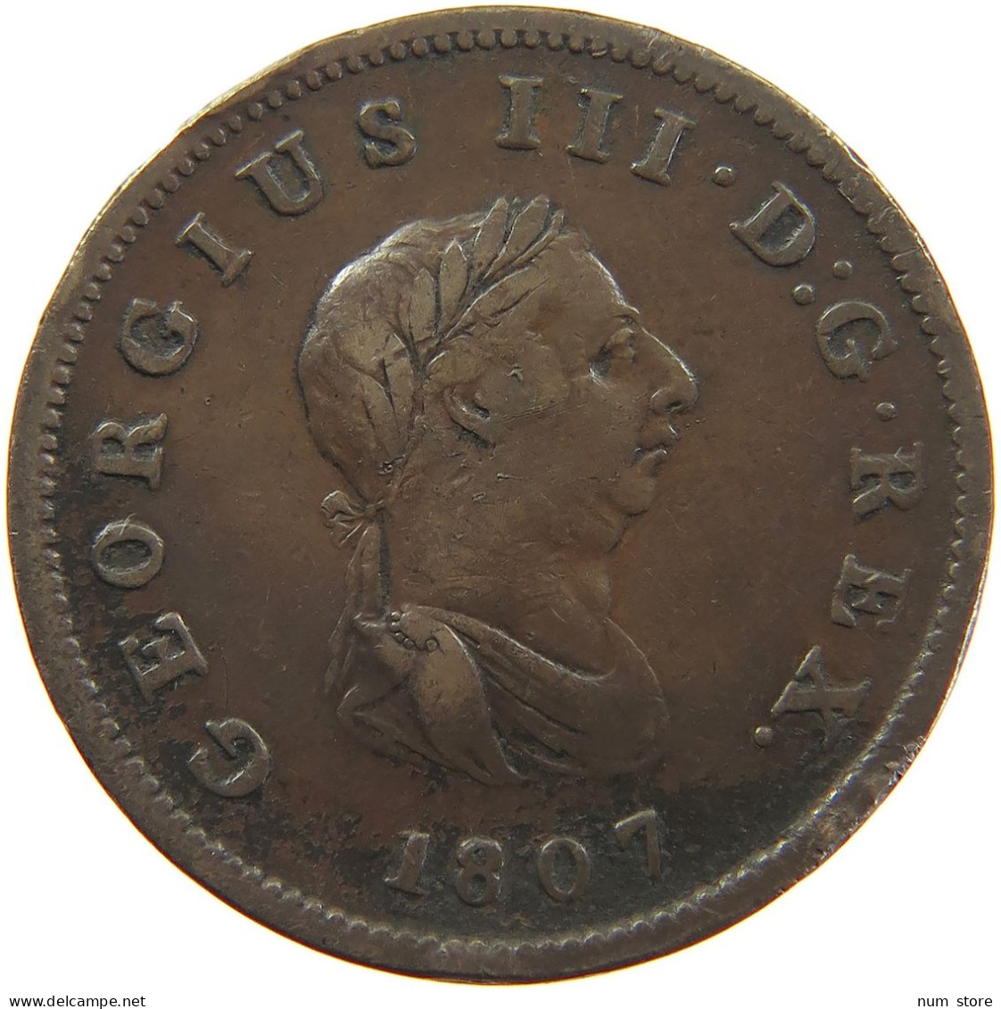 GREAT BRITAIN HALFPENNY 1807 GEORGE III. #s082 0063 - B. 1/2 Penny