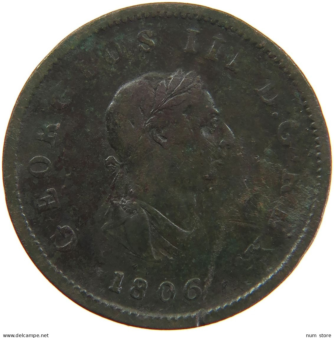 GREAT BRITAIN HALFPENNY 1806 GEORGE III. #s082 0055 - B. 1/2 Penny