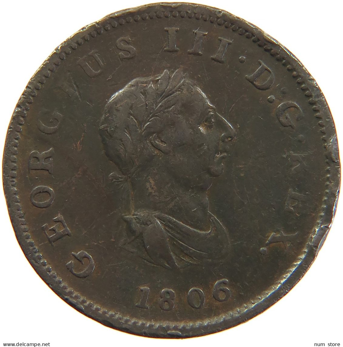 GREAT BRITAIN HALFPENNY 1806 GEORGE III. #s082 0045 - B. 1/2 Penny