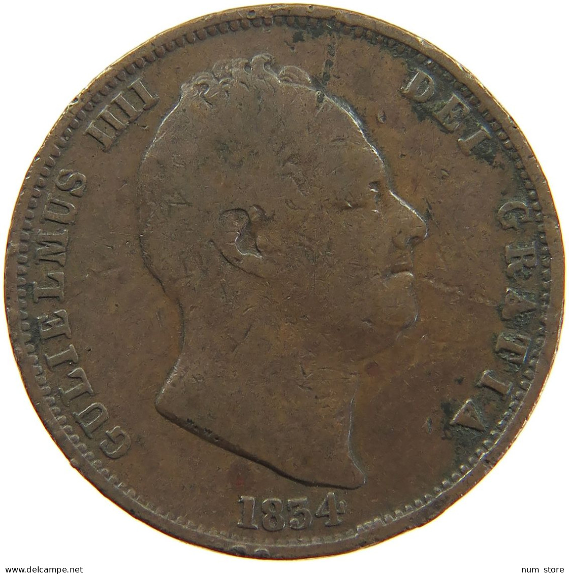 GREAT BRITAIN HALFPENNY 1834 #s082 0065 - C. 1/2 Penny