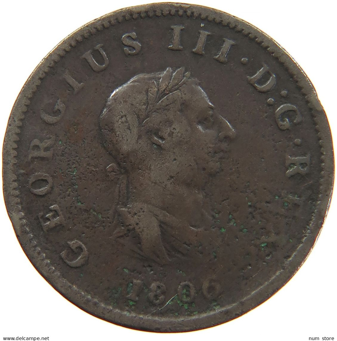 GREAT BRITAIN HALFPENNY 1806 GEORGE III. #s082 0057 - B. 1/2 Penny