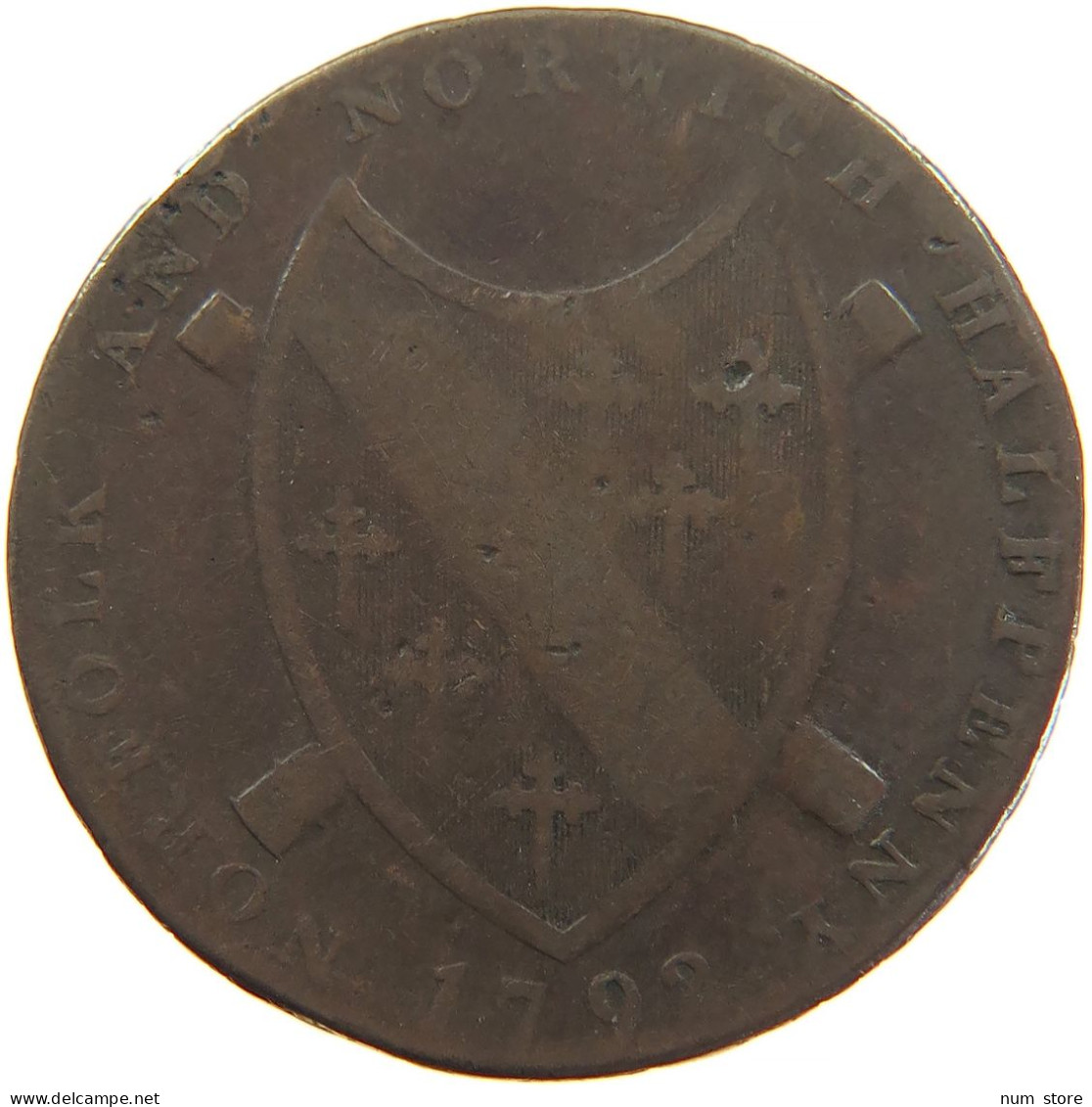 GREAT BRITAIN HALFPENNY 1792 NORWICH #s082 0043 - B. 1/2 Penny