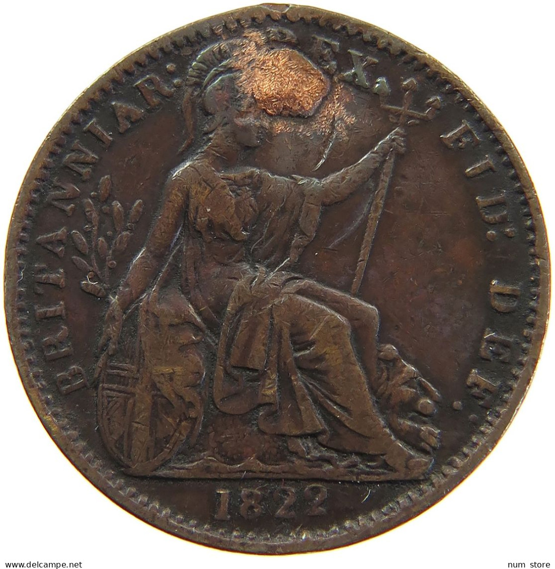 GREAT BRITAIN FARTHING 1822 #s082 0089 - B. 1 Farthing