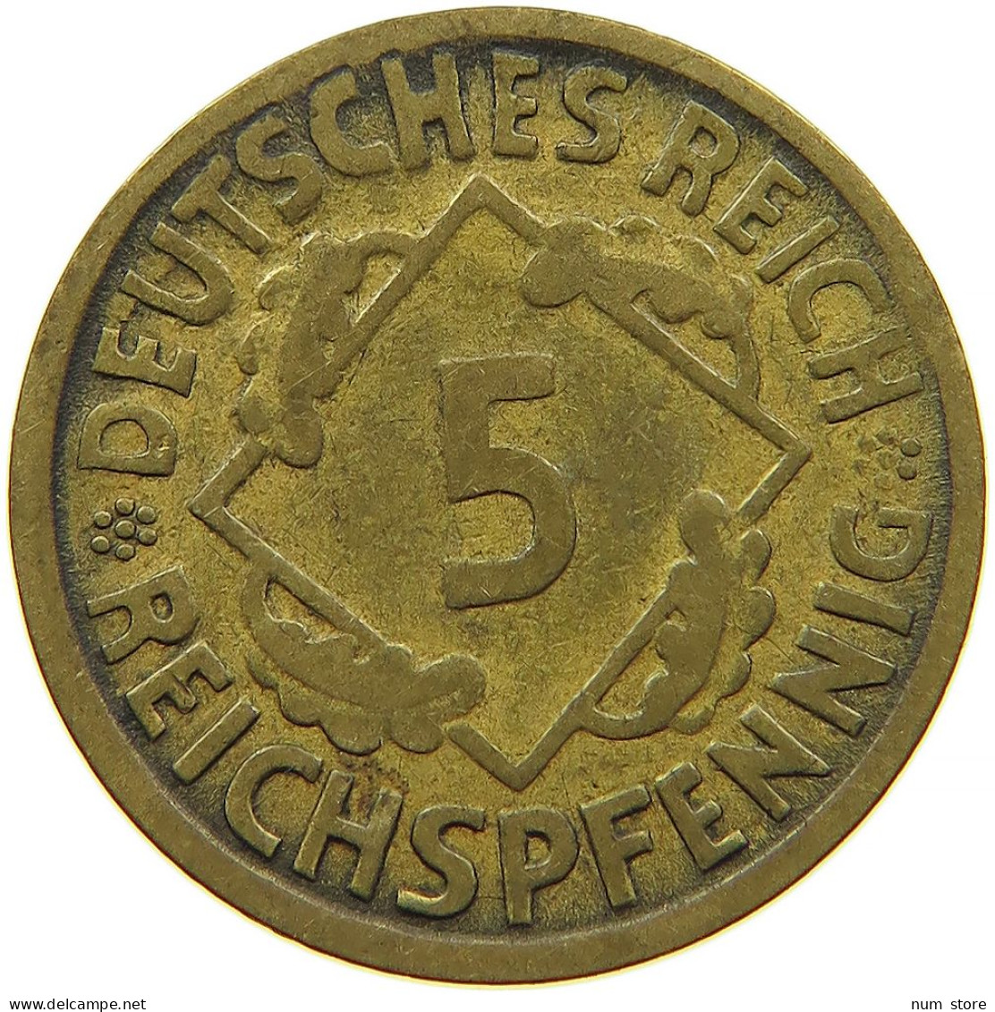 GERMANY WEIMAR 5 REICHSPFENNIG 1926 E #s088 0503 - 5 Renten- & 5 Reichspfennig