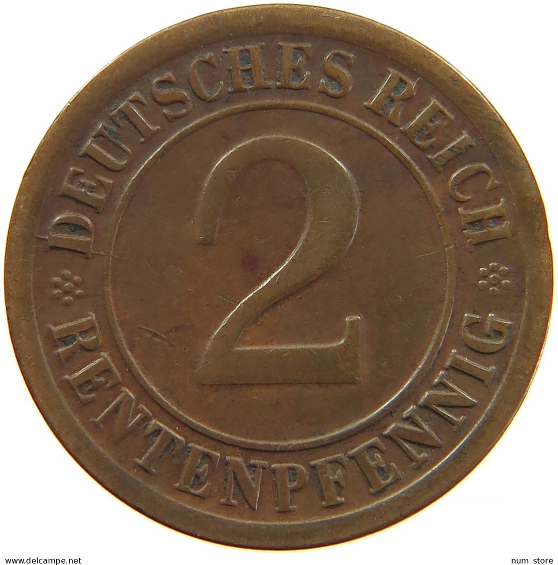 GERMANY WEIMAR 2 RENTENPFENNIG 1924 E #s083 0373 - 2 Renten- & 2 Reichspfennig