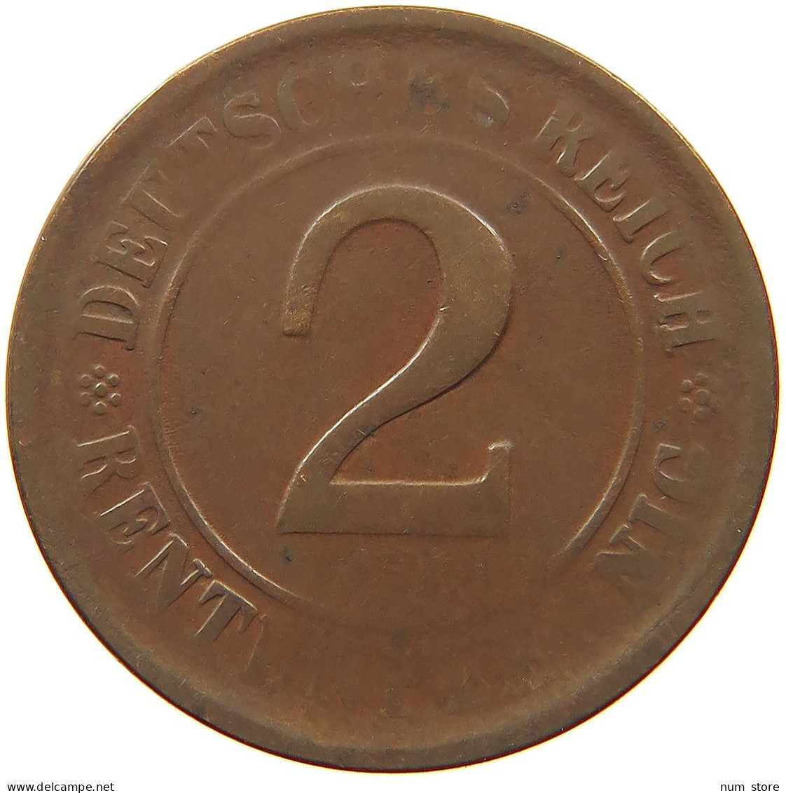 GERMANY WEIMAR 2 RENTENSPFENNIG 1924 WEAK STRUCK #s081 0031 - 2 Rentenpfennig & 2 Reichspfennig