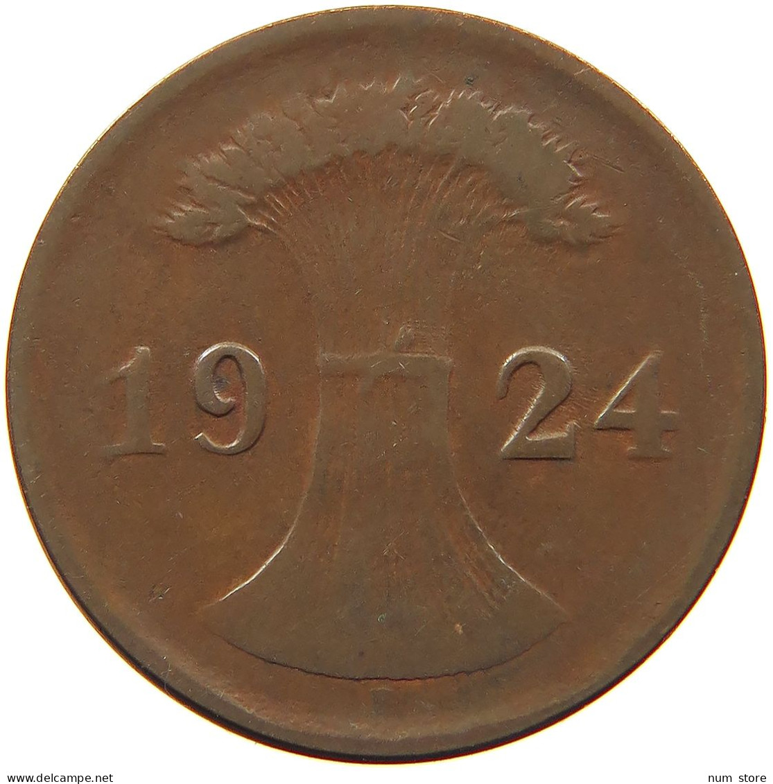 GERMANY WEIMAR 2 RENTENSPFENNIG 1924 WEAK STRUCK #s081 0031 - 2 Rentenpfennig & 2 Reichspfennig