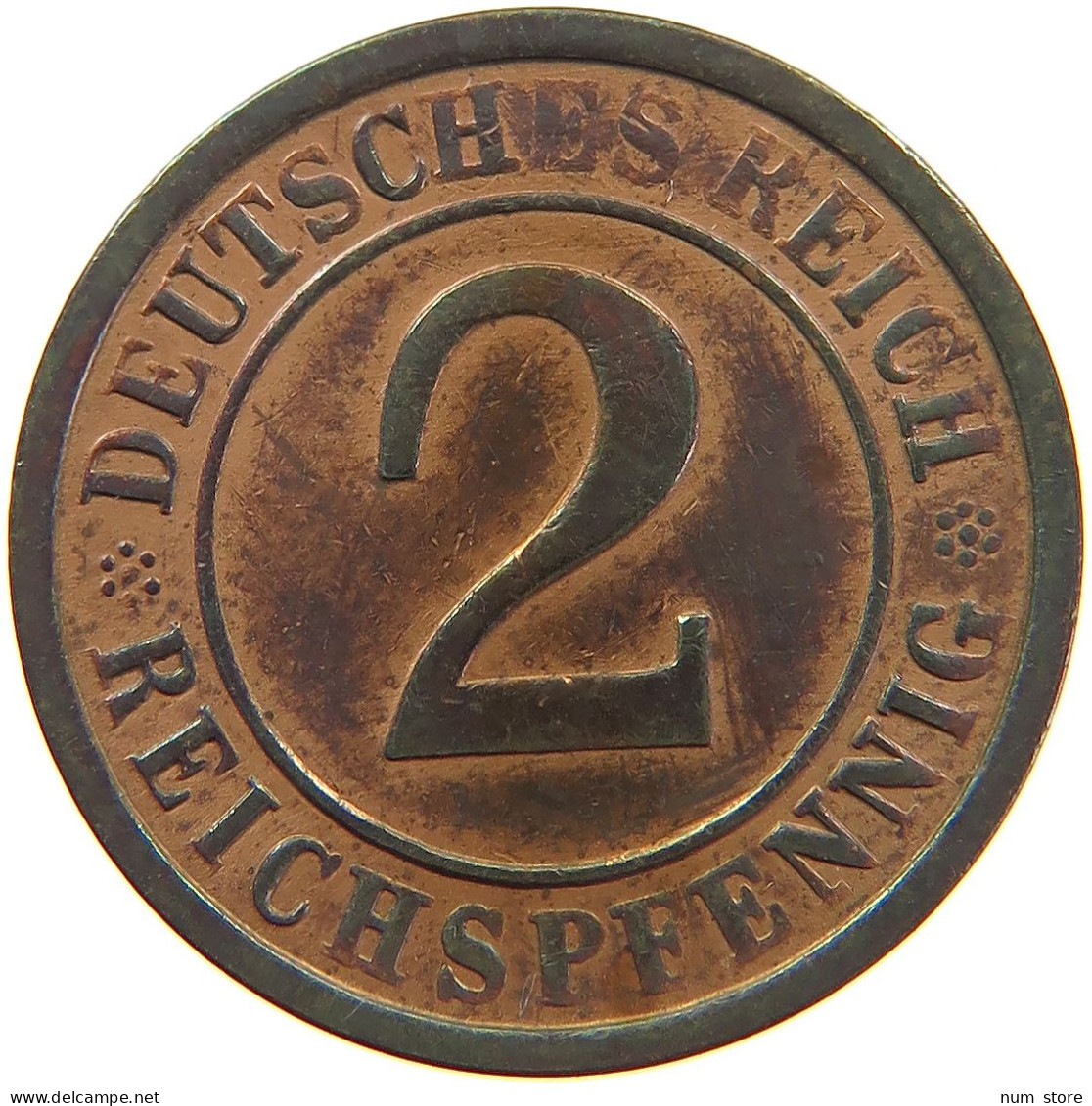 GERMANY WEIMAR 2 REICHSPFENNIG 1925 A #s083 0371 - 2 Renten- & 2 Reichspfennig