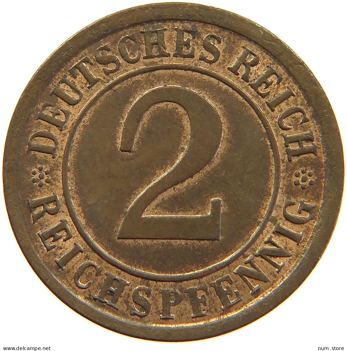 GERMANY WEIMAR 2 REICHSPFENNIG 1925 A #s083 0369 - 2 Renten- & 2 Reichspfennig