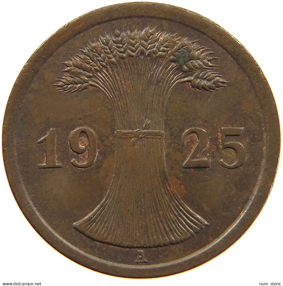 GERMANY WEIMAR 2 REICHSPFENNIG 1925 A #s083 0369 - 2 Rentenpfennig & 2 Reichspfennig