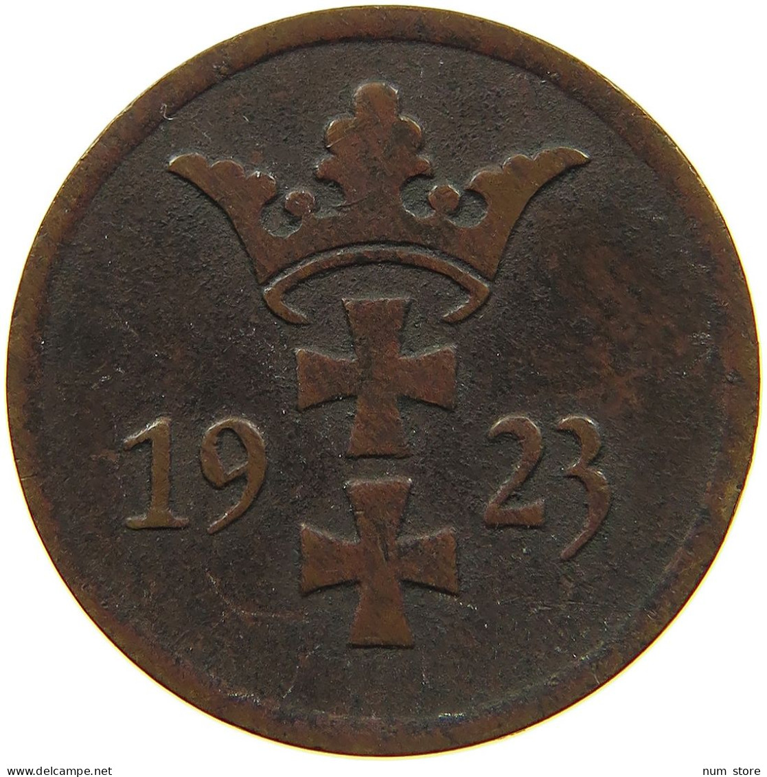 GERMANY WEIMAR 2 PFENNIG 1923 DANZIG #s083 0507 - 2 Renten- & 2 Reichspfennig