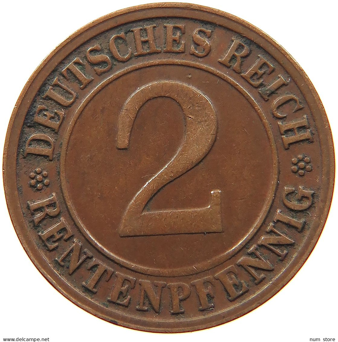 GERMANY WEIMAR 2 RENTENPFENNIG 1923 D #s081 0035 - 2 Renten- & 2 Reichspfennig