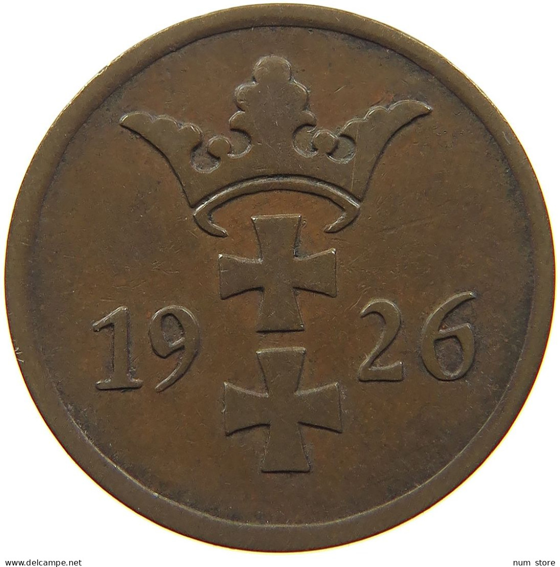 GERMANY WEIMAR 2 PFENNIG 1926 DANZIG #s083 0509 - 2 Rentenpfennig & 2 Reichspfennig