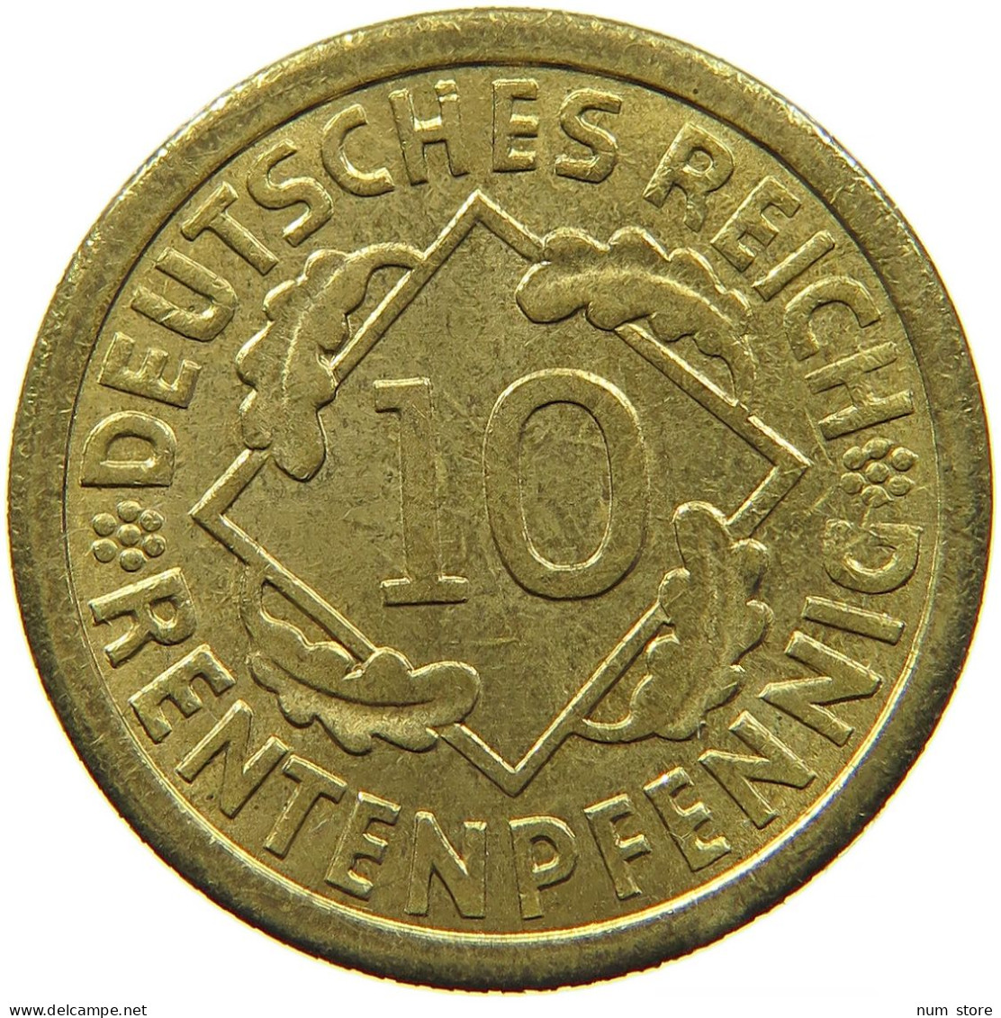 GERMANY WEIMAR 10 RENTENPFENNIG 1923 A #s088 0765 - 10 Rentenpfennig & 10 Reichspfennig