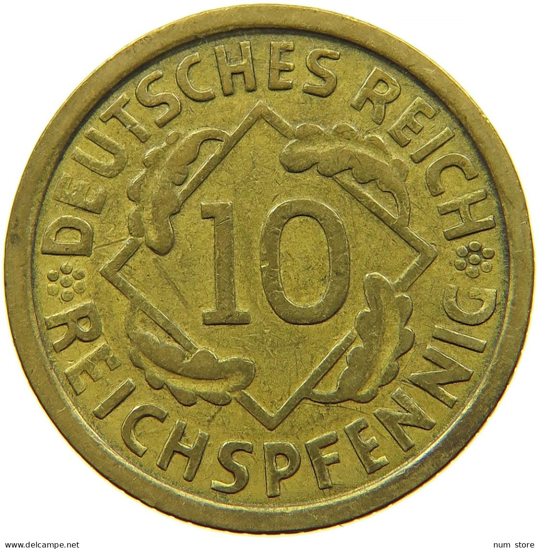 GERMANY WEIMAR 10 REICHSPFENNIG 1925 G #s088 0725 - 10 Renten- & 10 Reichspfennig