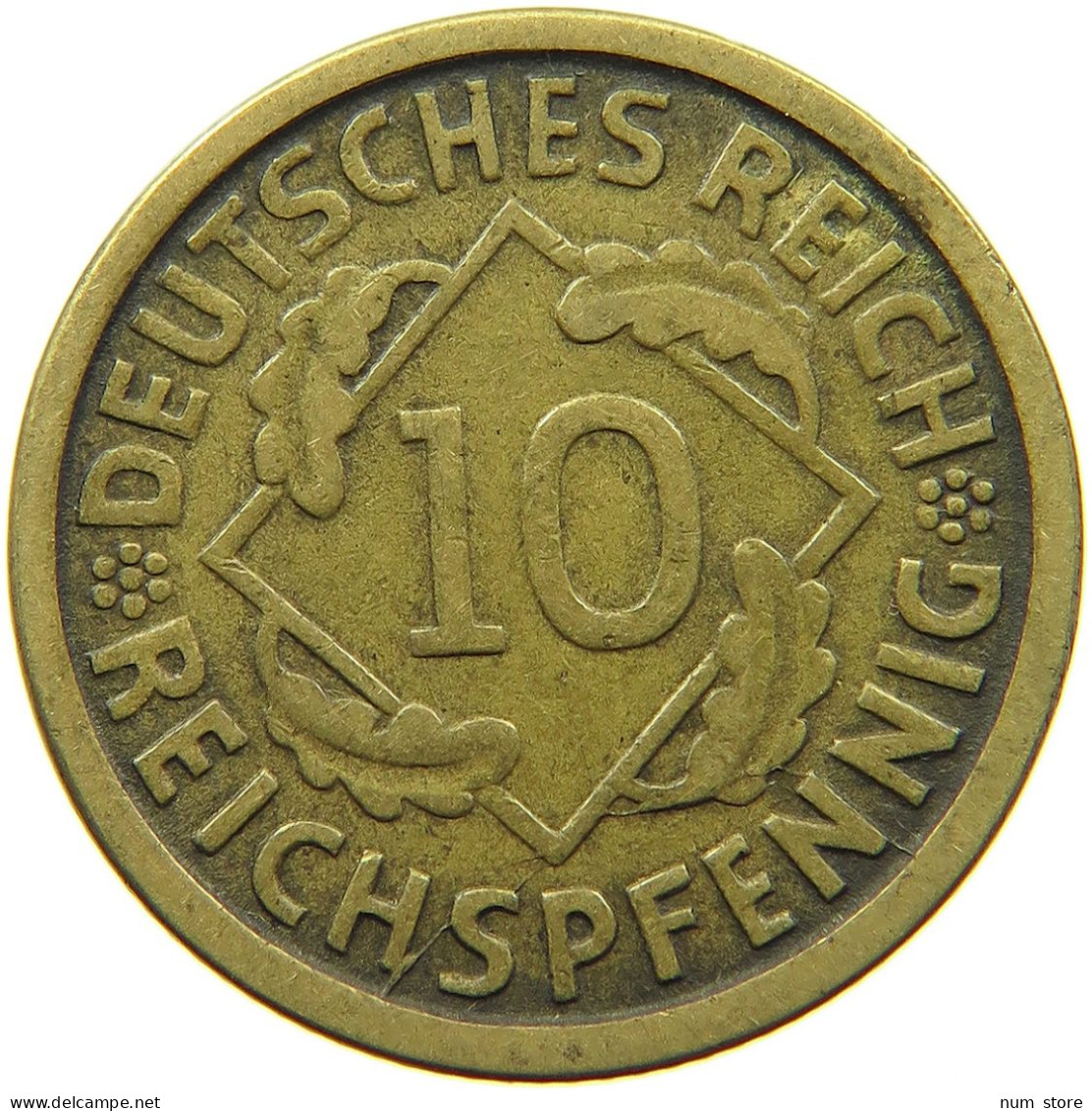 GERMANY WEIMAR 10 REICHSPFENNIG 1924 J #s088 0729 - 10 Rentenpfennig & 10 Reichspfennig