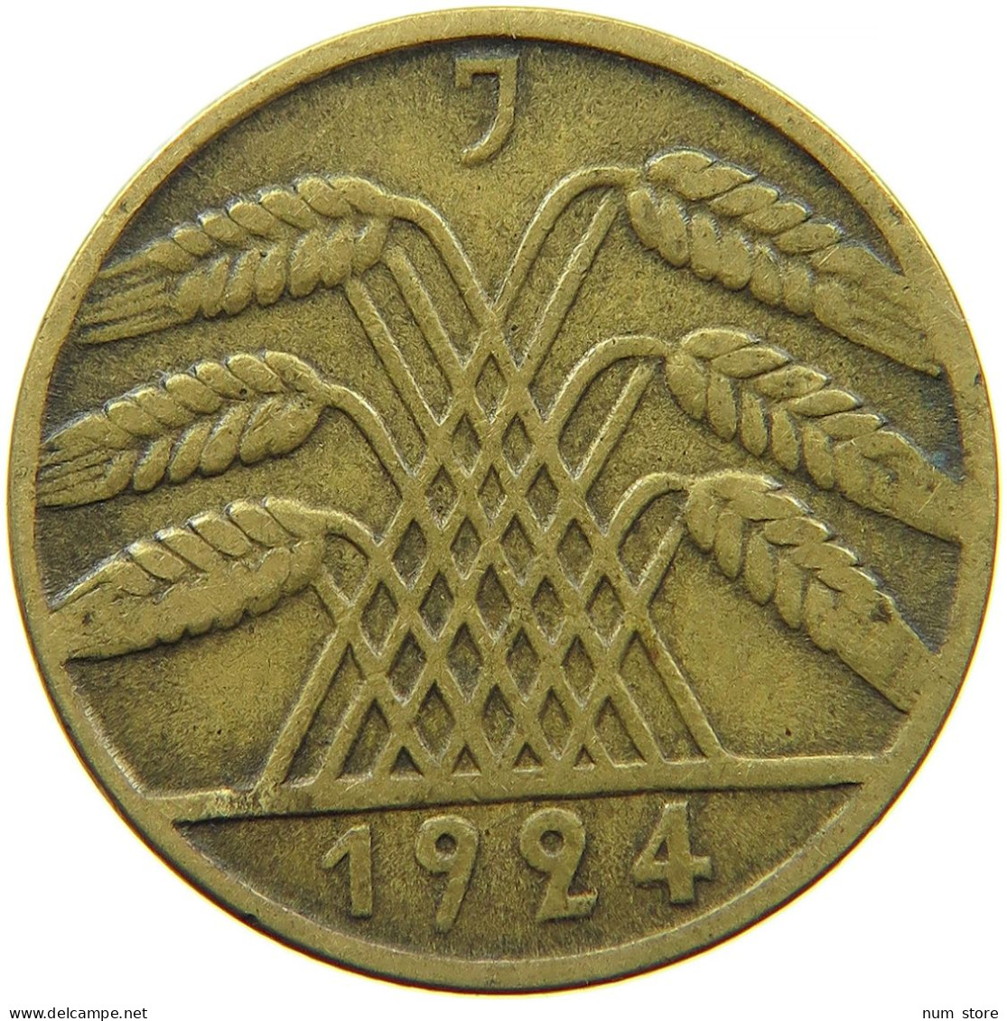 GERMANY WEIMAR 10 REICHSPFENNIG 1924 J #s088 0729 - 10 Renten- & 10 Reichspfennig
