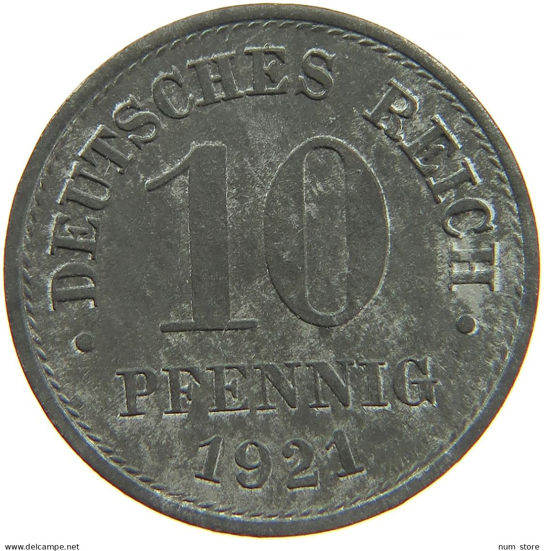 GERMANY WEIMAR 10 PFENNIG 1921 #s088 0105 - 10 Rentenpfennig & 10 Reichspfennig