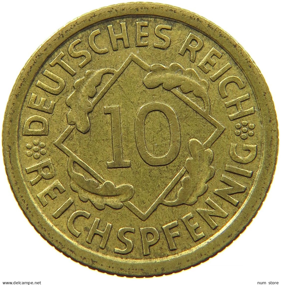 GERMANY WEIMAR 10 REICHSPFENNIG 1930 F #s088 0723 - 10 Rentenpfennig & 10 Reichspfennig