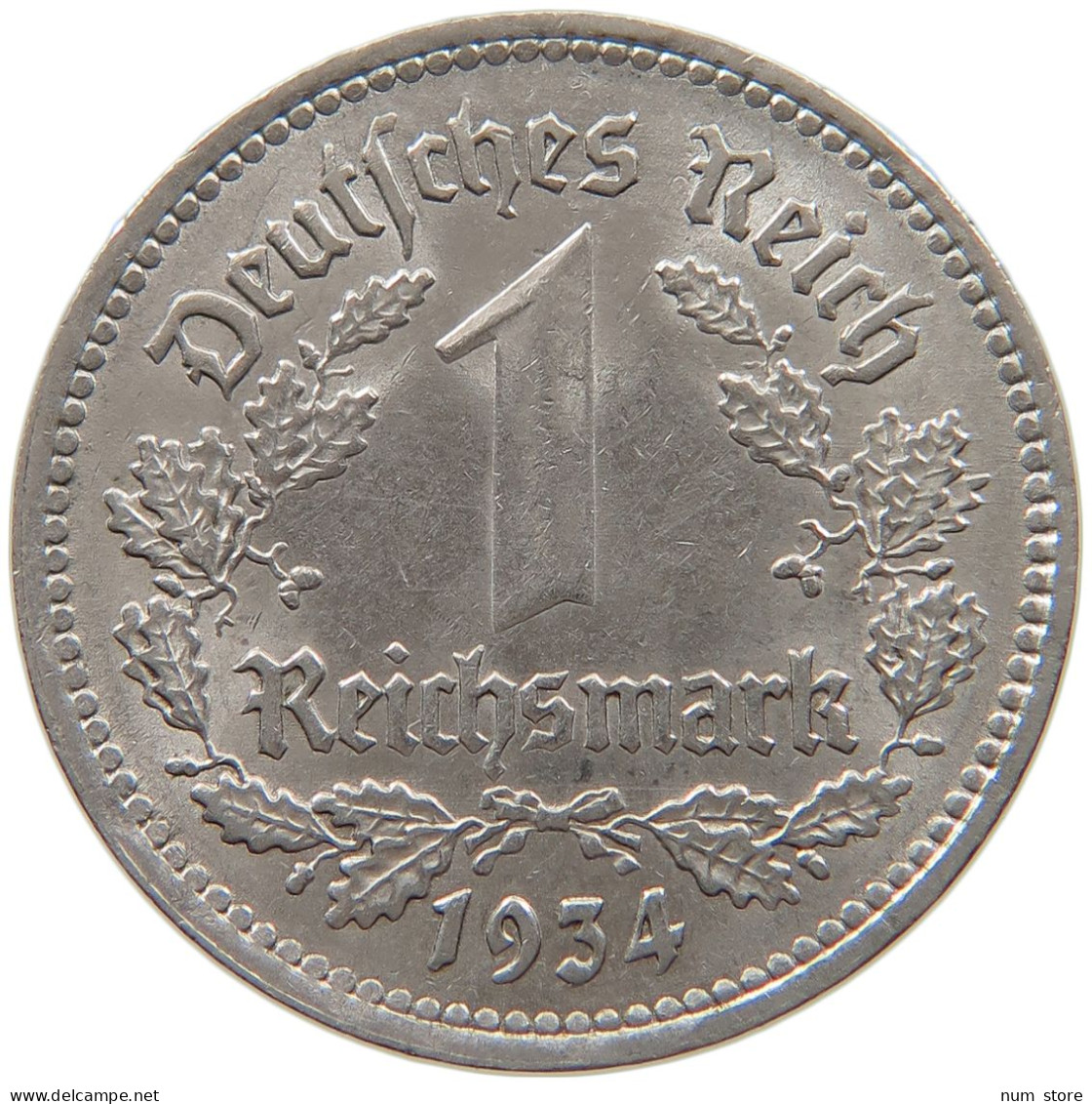 GERMANY REICHSMARK 1934 A #s087 0607 - 1 Reichsmark