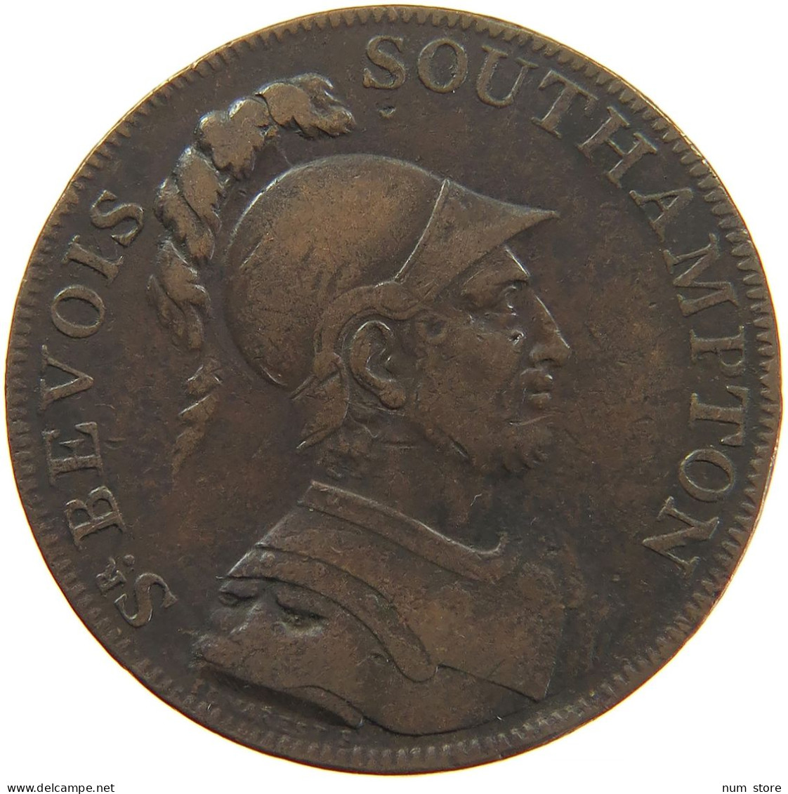 GREAT BRITAIN HALFPENNY 1791 SOUTHAMPTON #s082 0069 - B. 1/2 Penny