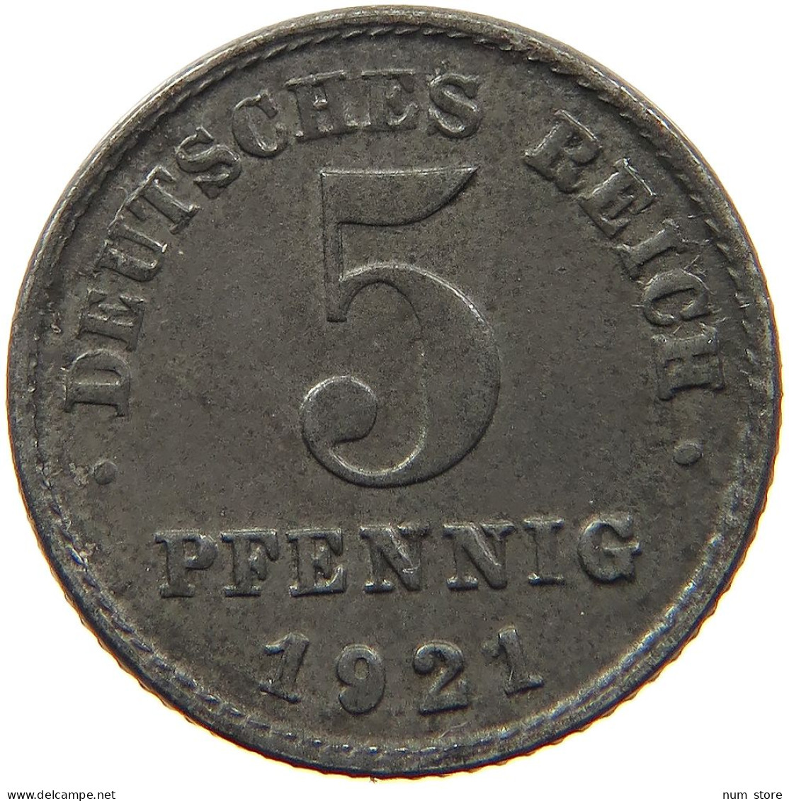 GERMANY EMPIRE 5 PFENNIG 1921 G #s081 0159 - 5 Pfennig