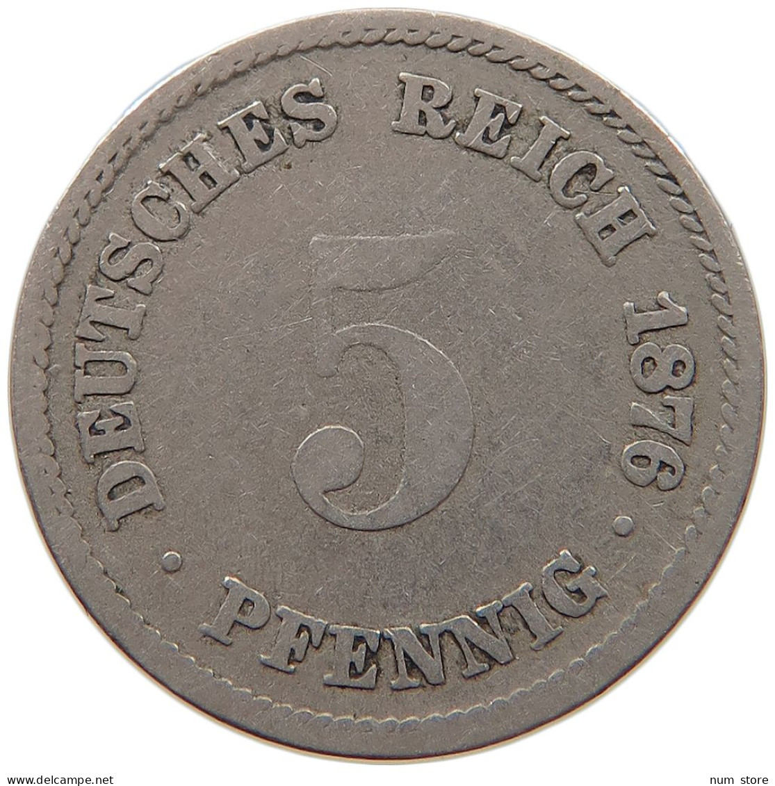 GERMANY EMPIRE 5 PFENNIG 1876 G #s087 0035 - 5 Pfennig