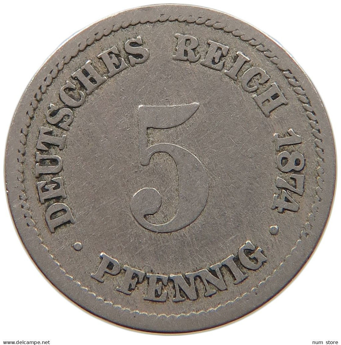 GERMANY EMPIRE 5 PFENNIG 1874 A #s087 0037 - 5 Pfennig